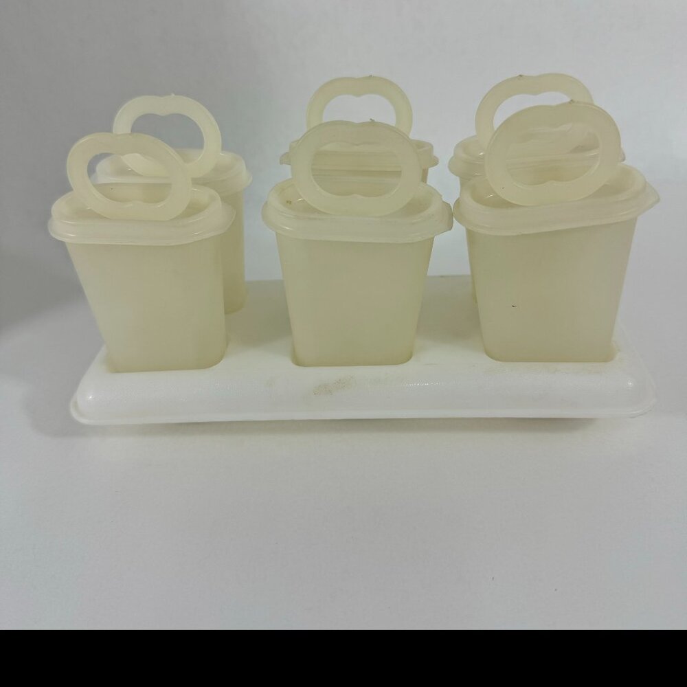 Vintage Tupperware Popsicle Ice Pop Molds Tray Set of 6 Plastic Reusable